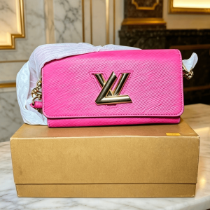 Pink Textured Shoulder Bag with Gold-Tone Logo