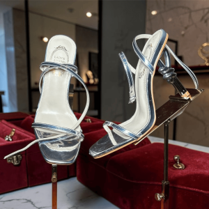 Silver Metallic Strappy High-Heel Sandals
