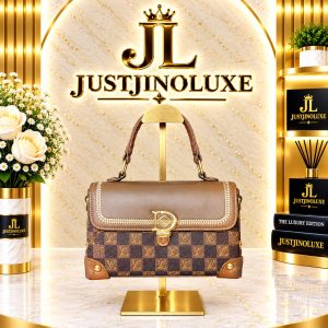 Brown Damier Top Handle Bag