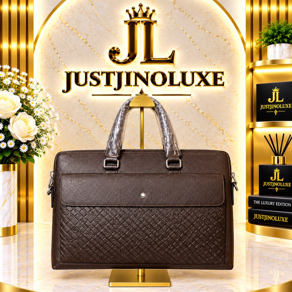 Chestnut Embossed Briefcase