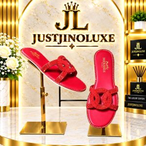 Crimson Crystal Cutout Slippers