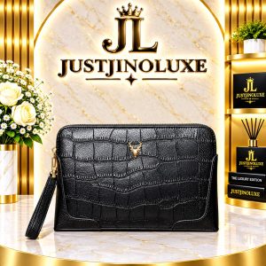Croc Texture Wristlet Clutch