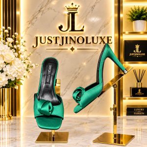 Emerald Satin Mules
