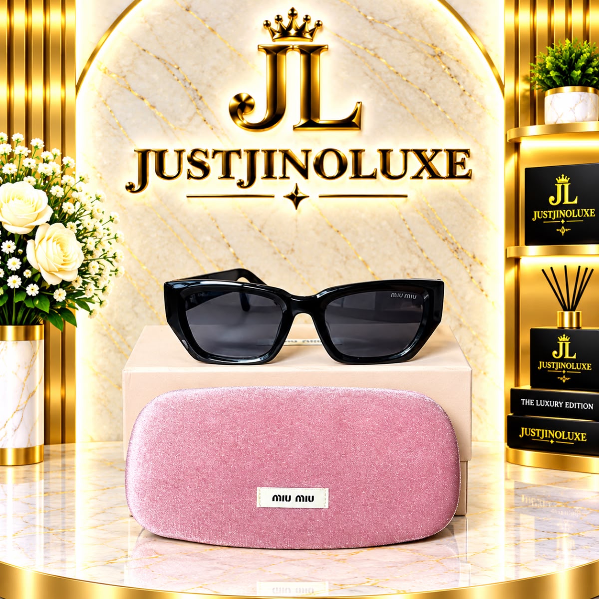 Gloss Black Cat-Eye Sunglasses