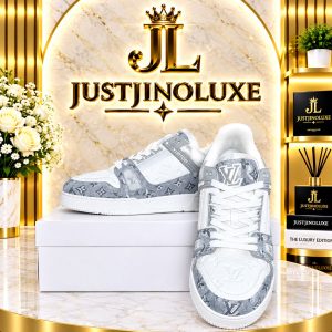 Grey Monogram Court Sneakers