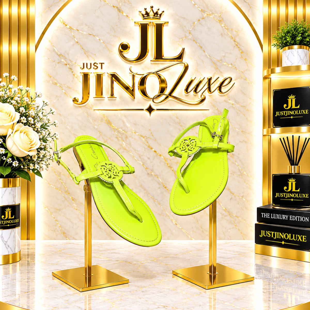 Lime Medallion Thong Sandals