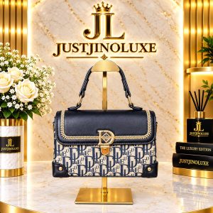 Navy Monogram Top Handle Bag