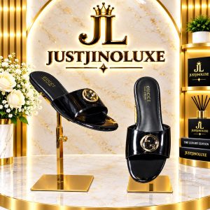 Patent Interlock Logo Slippers