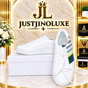 Prism Stripe White Leather Sneakers –