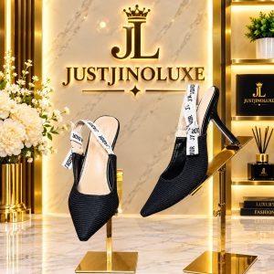 Ribbed Logo Slingbacks