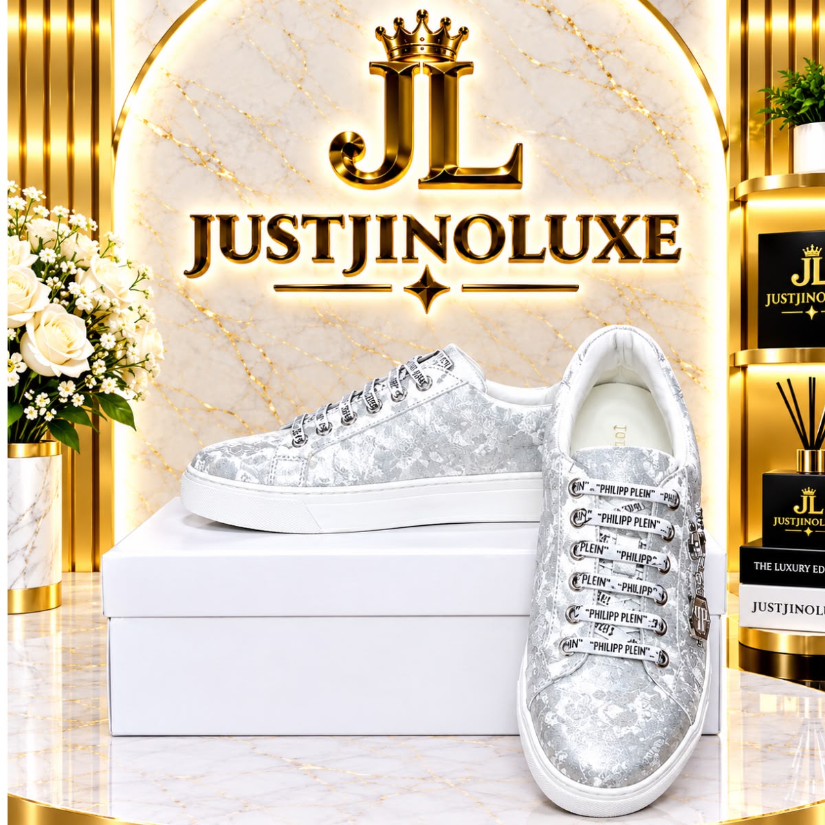 Silver Lace Glam Sneakers