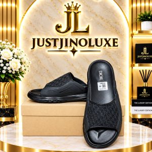 Textured Oblique Slide Sandals