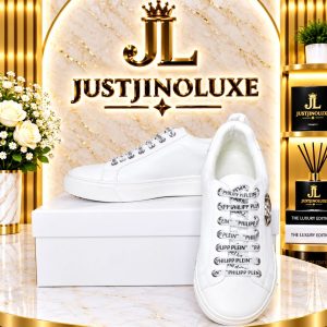 White Logo Accent Sneakers